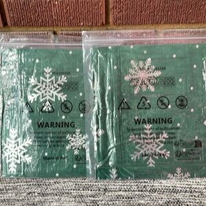 Set of Christmas Sheers, green and silver snowflake - New In Package